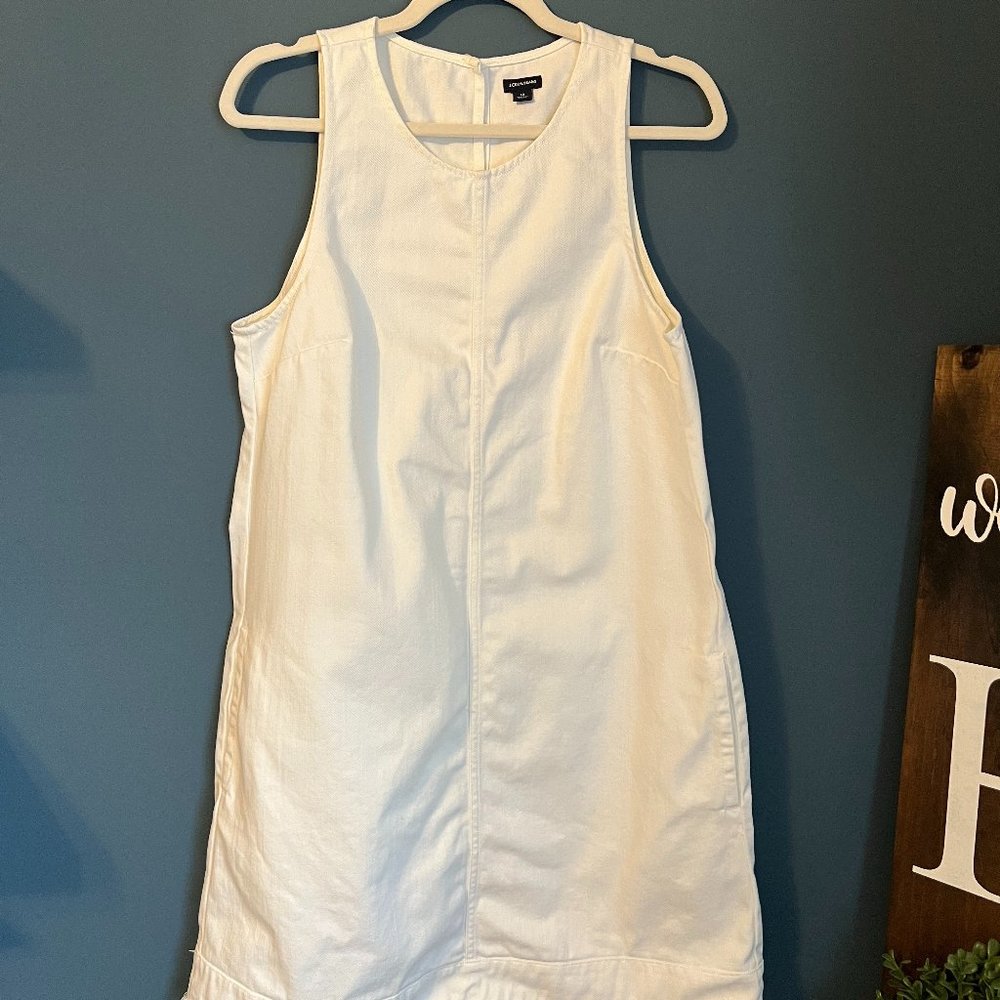 Sleeveless White J. Crew/Jean Dress - Frayed Edges - Size 10